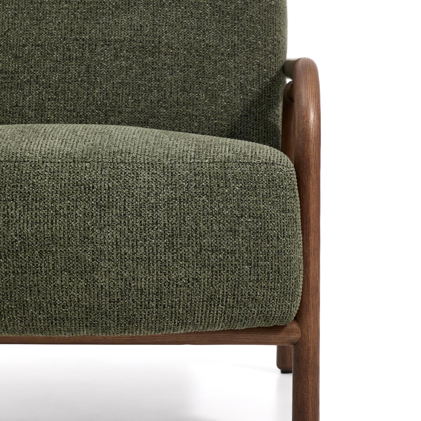 Kave Home Sylo fauteuil chenille Groen walnoot