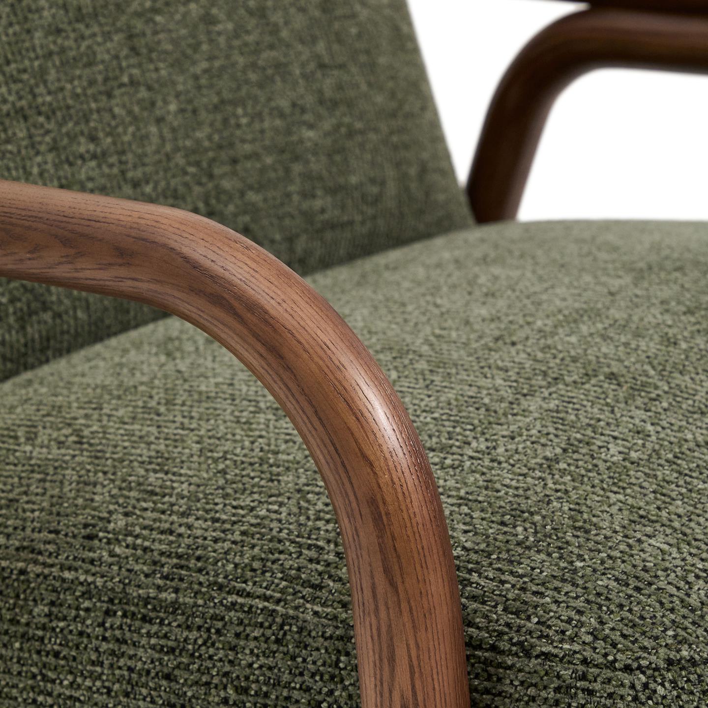 Kave Home Sylo fauteuil chenille Groen walnoot