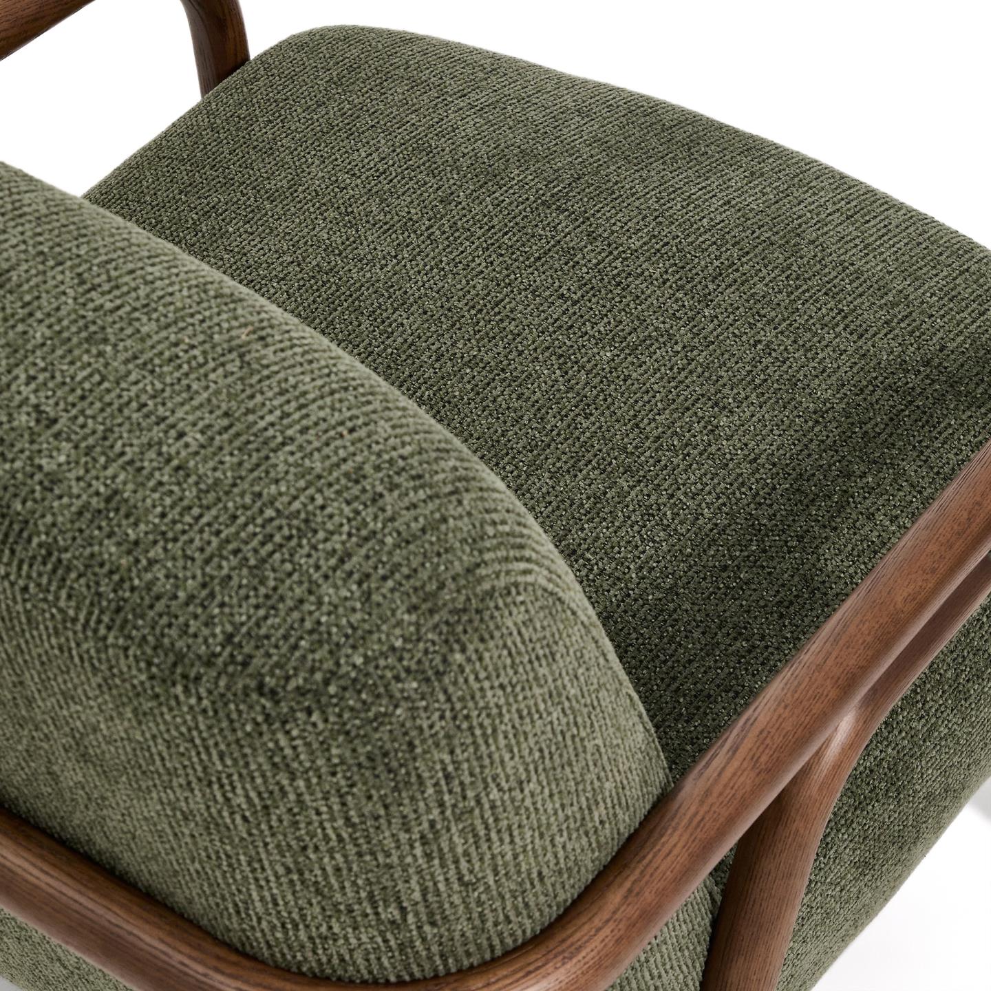 Kave Home Sylo fauteuil chenille Groen walnoot