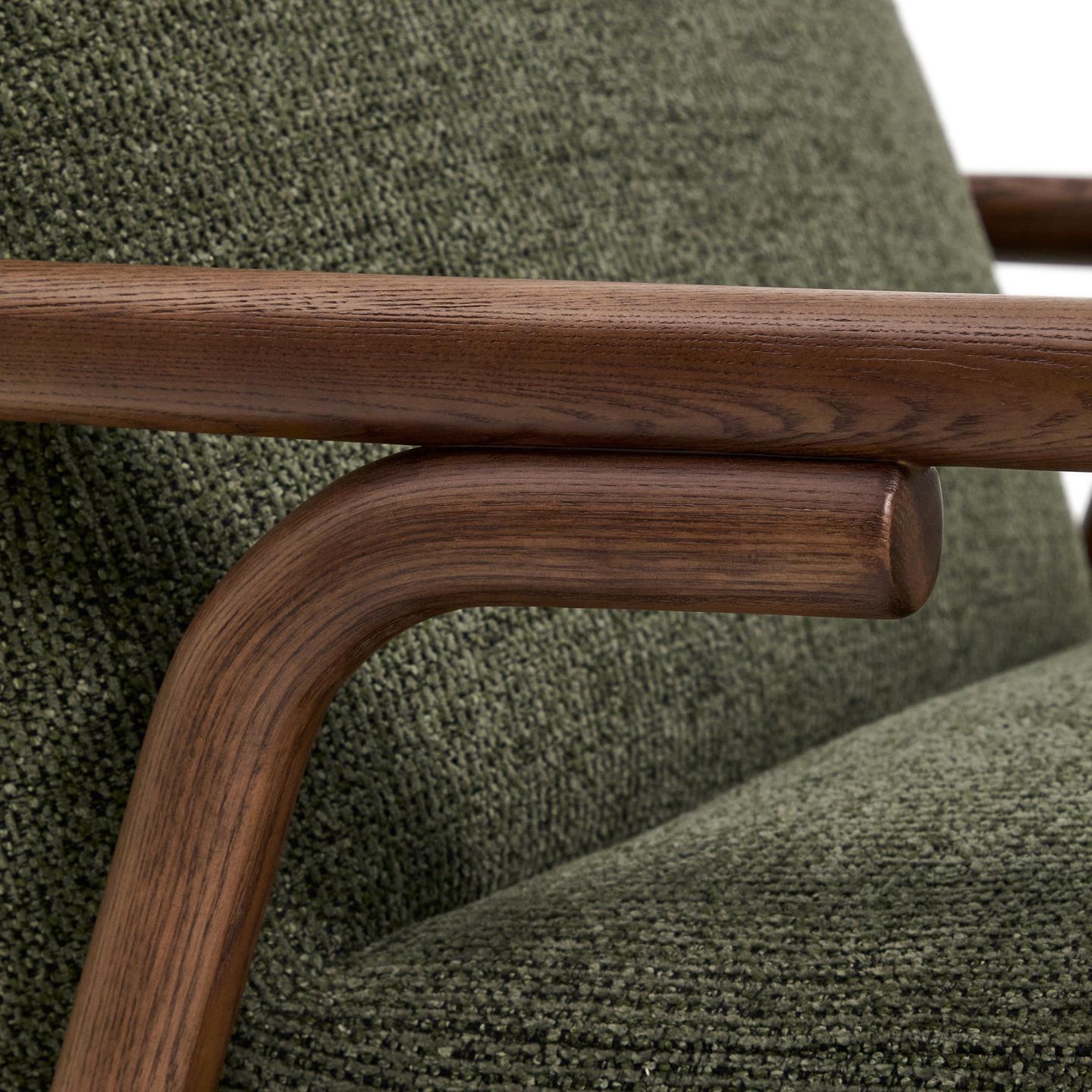 Kave Home Sylo fauteuil chenille Groen walnoot