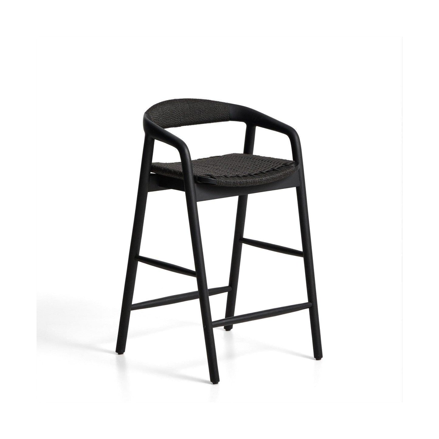 Kave Home Derile barkruk H65 cm eiken Zwart