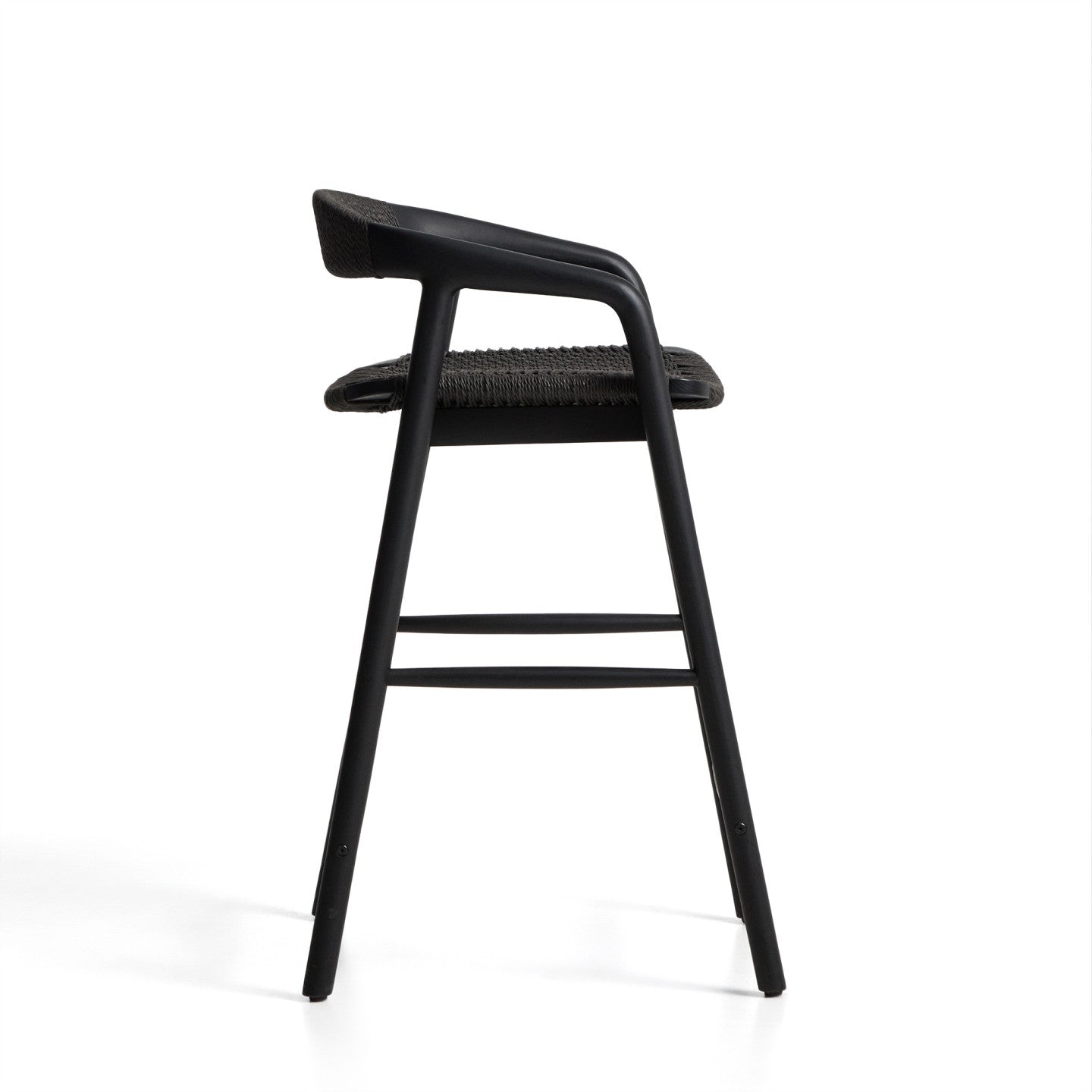 Kave Home Derile barkruk H65 cm eiken Zwart