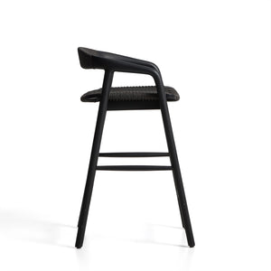 Kave Home Derile barkruk H65 cm eiken Zwart