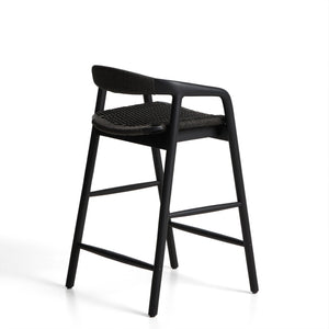 Kave Home Derile barkruk H65 cm eiken Zwart