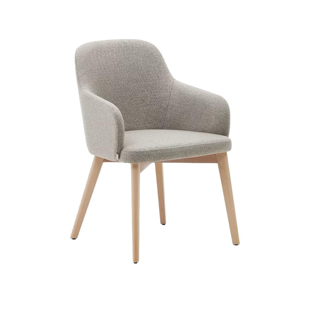 Kave Home Nelida eetkamerstoel chenille Bruin poot naturel