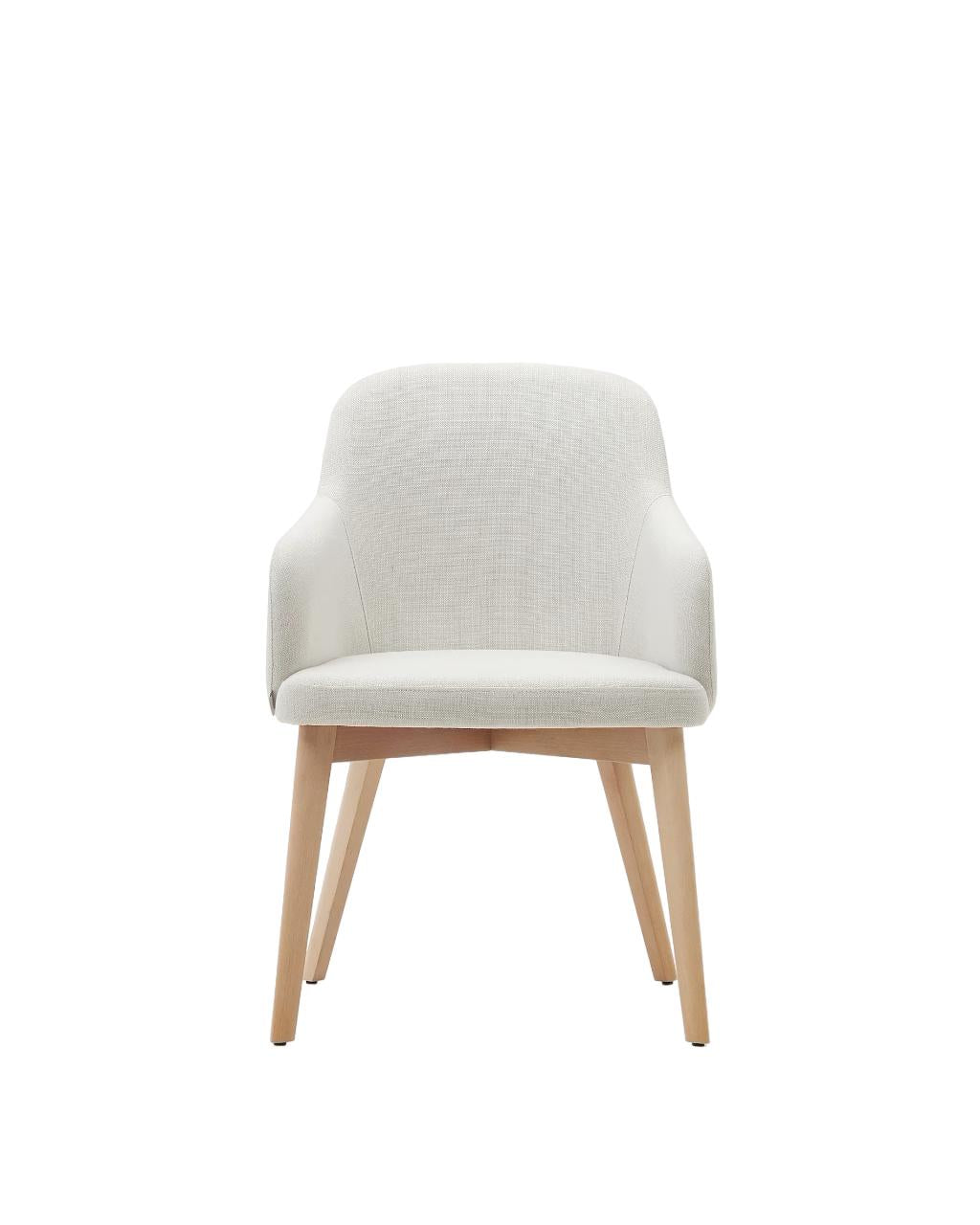 Kave Home Nelida eetkamerstoel chenille Beige poot naturel