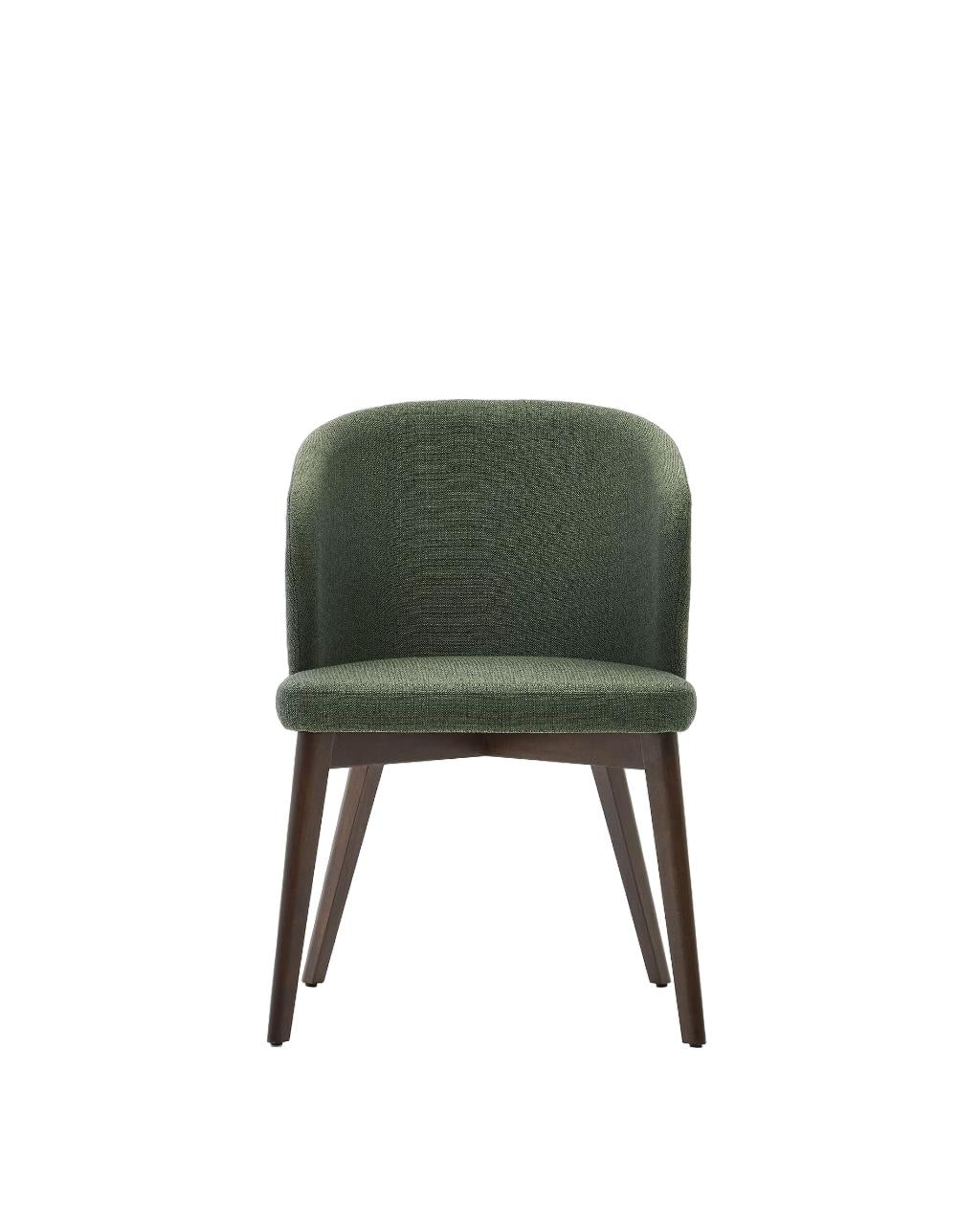 Kave Home Darice eetkamerstoel chenille Groen walnoot