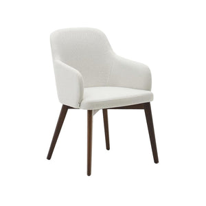 Kave Home Nelida eetkamerstoel chenille Beige poot walnoot
