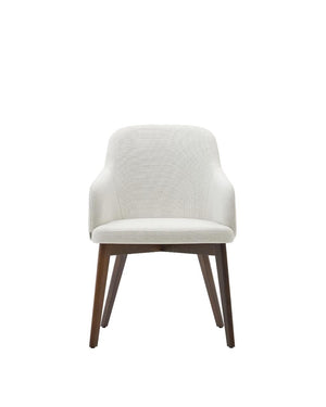 Kave Home Nelida eetkamerstoel chenille Beige poot walnoot