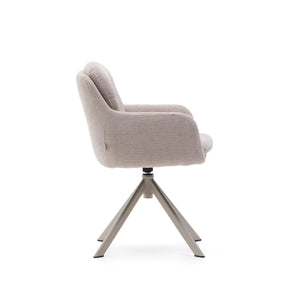 Kave Home Lexa eetkamerstoel draaibaar chenille Beige