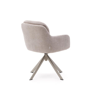 Kave Home Lexa eetkamerstoel draaibaar chenille Beige