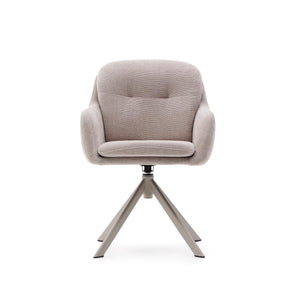 Kave Home Lexa eetkamerstoel draaibaar chenille Beige