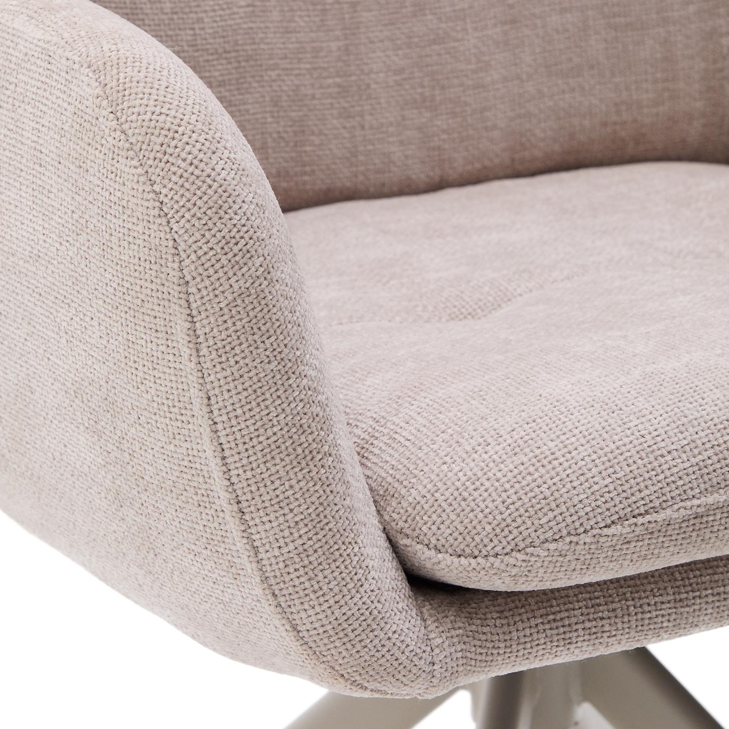 Kave Home Lexa eetkamerstoel draaibaar chenille Beige