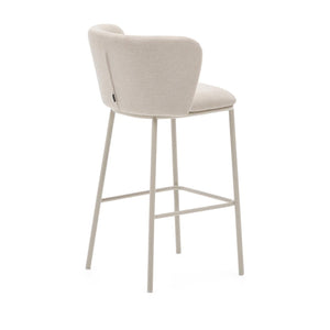 Kave Home Ciselia barkruk H75 chenille Beige poot beige