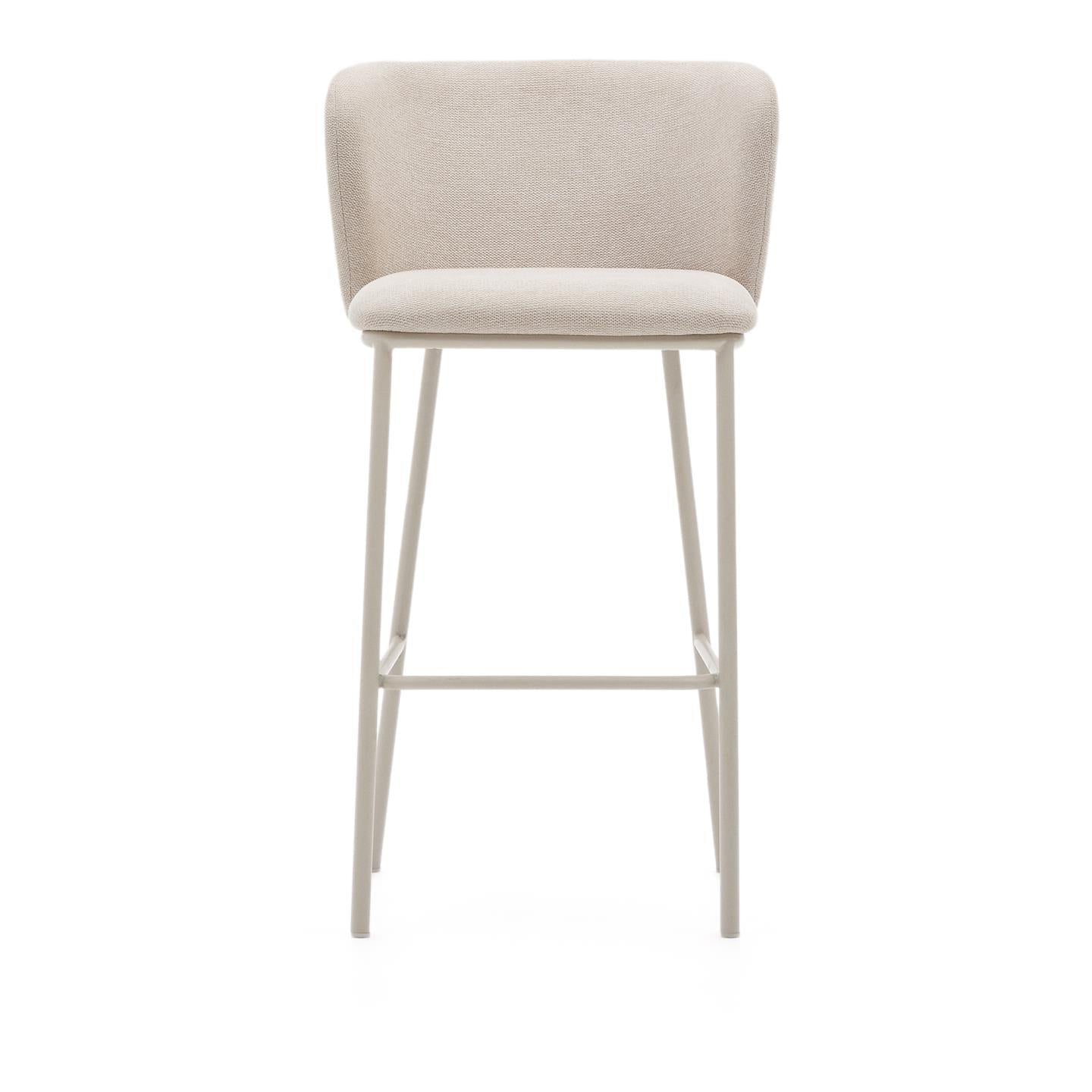 Kave Home Ciselia barkruk H75 chenille Beige poot beige