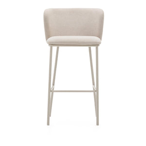Kave Home Ciselia barkruk H75 chenille Beige poot beige