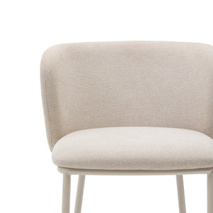 Kave Home Ciselia barkruk H75 chenille Beige poot beige