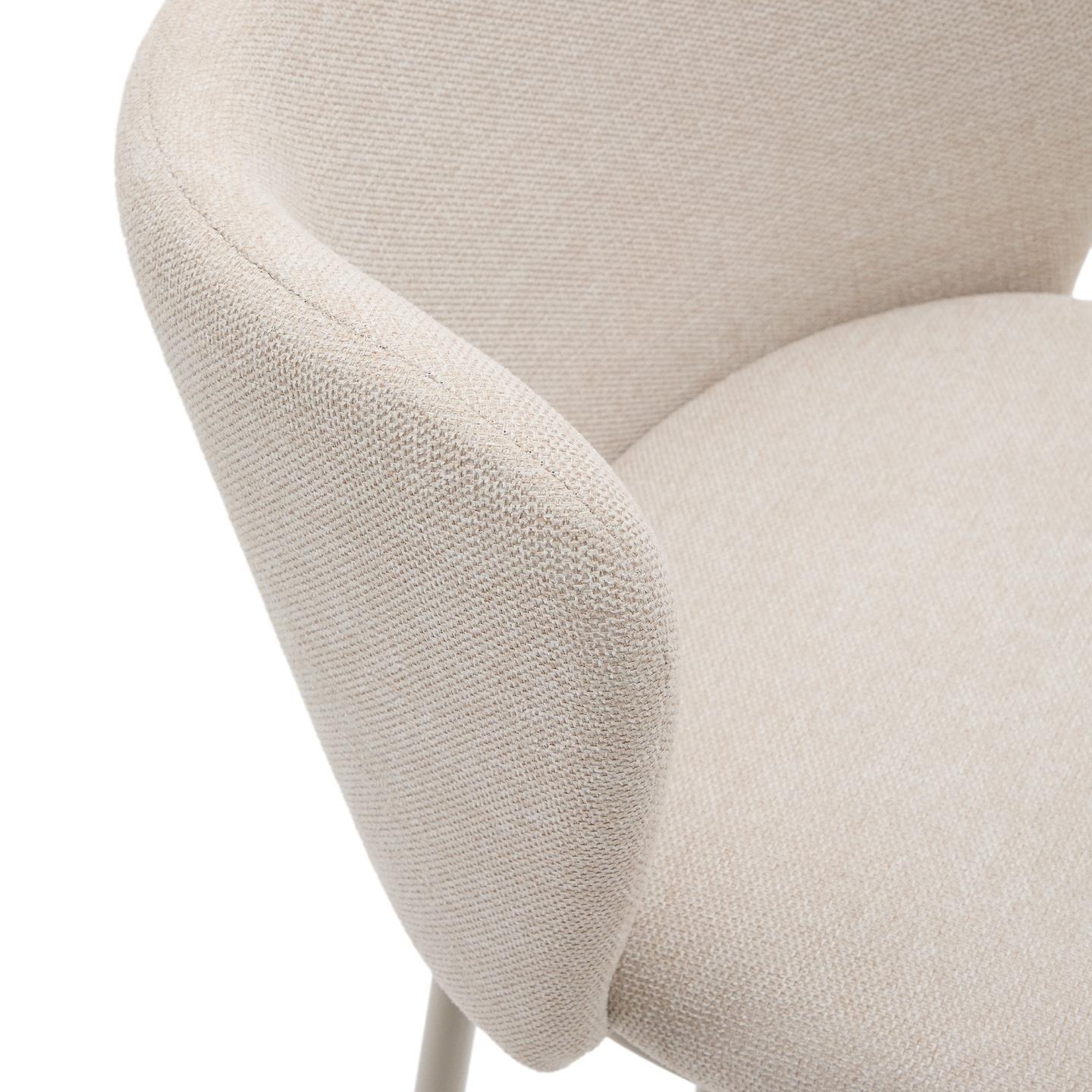 Kave Home Ciselia barkruk H75 chenille Beige poot beige