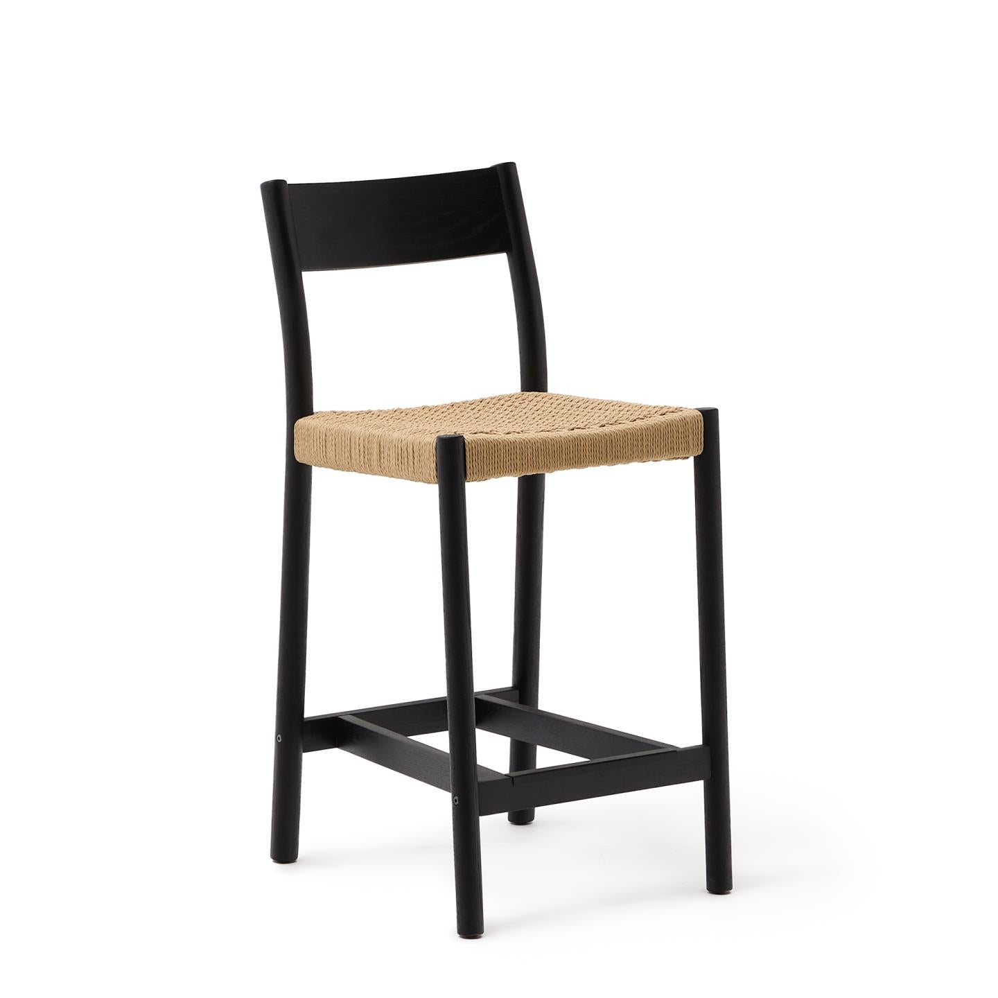Kave Home Yalia barkruk H65 met rugleuning Zwart