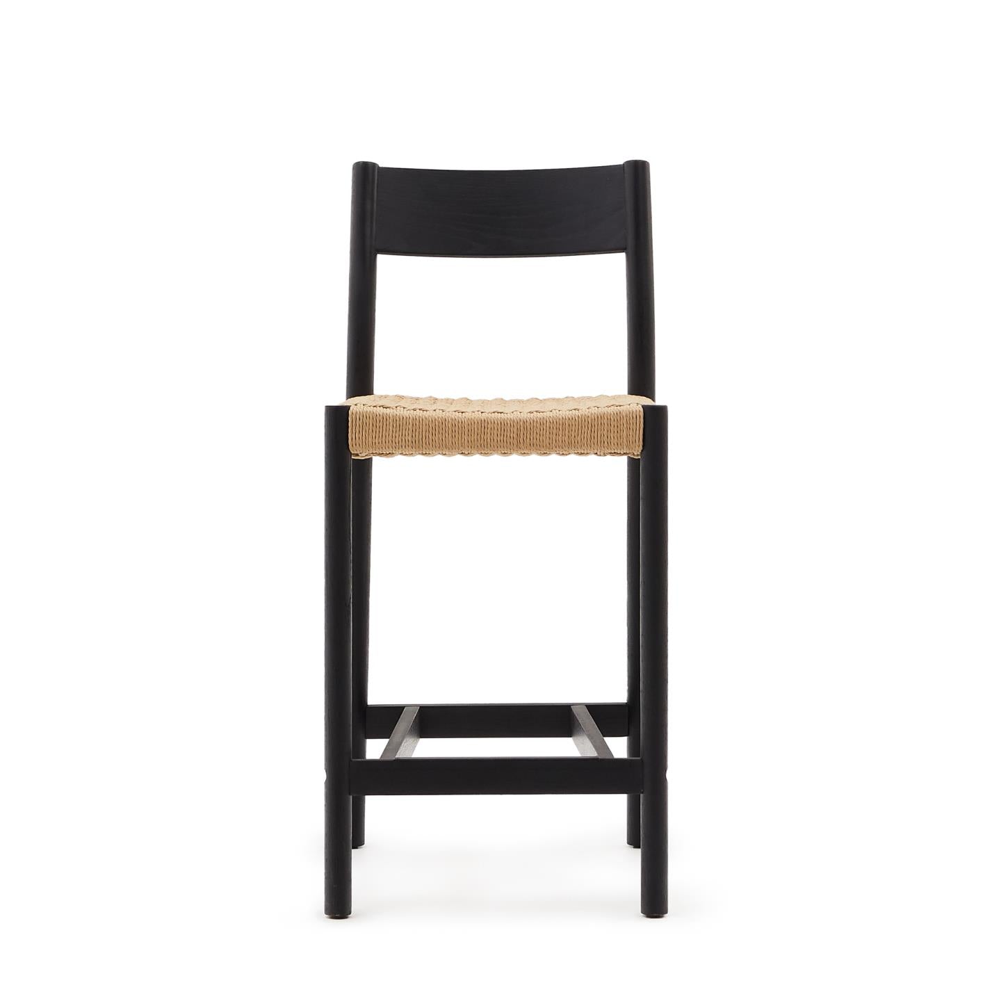 Kave Home Yalia barkruk H65 met rugleuning Zwart