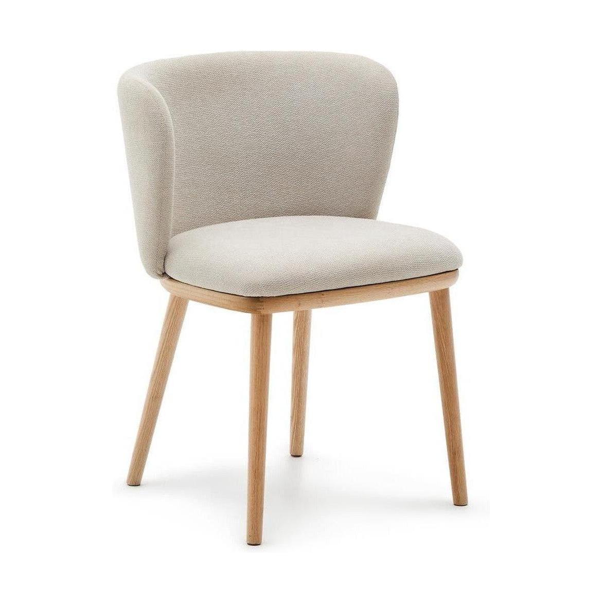 Kave Home Ciselia eetkamerstoel chenille Beige poot hout