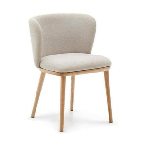 Kave Home Ciselia eetkamerstoel chenille Beige poot hout
