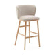Kave Home Ciselia barkruk H75 chenille Beige poot hout