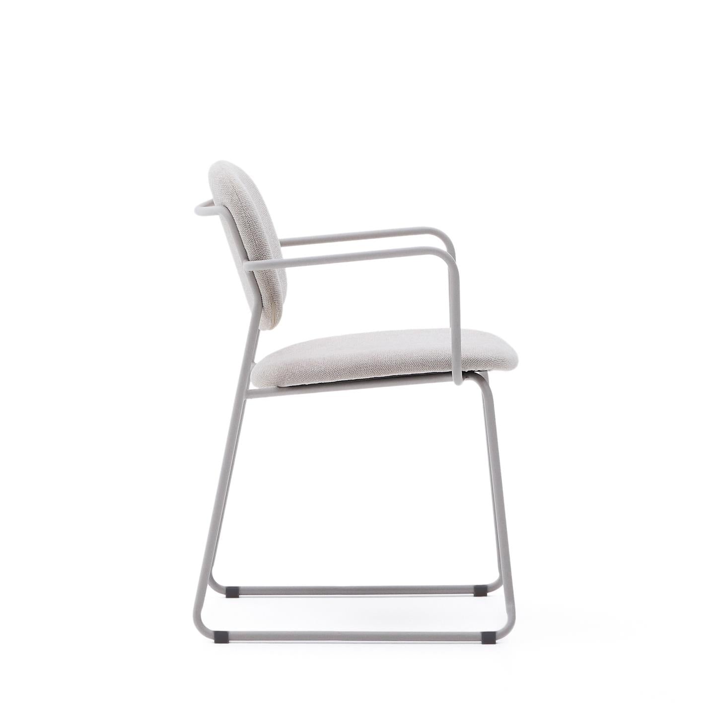 Kave Home Meli eetkamerstoel met arm chenille Beige