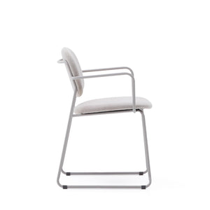 Kave Home Meli eetkamerstoel met arm chenille Beige