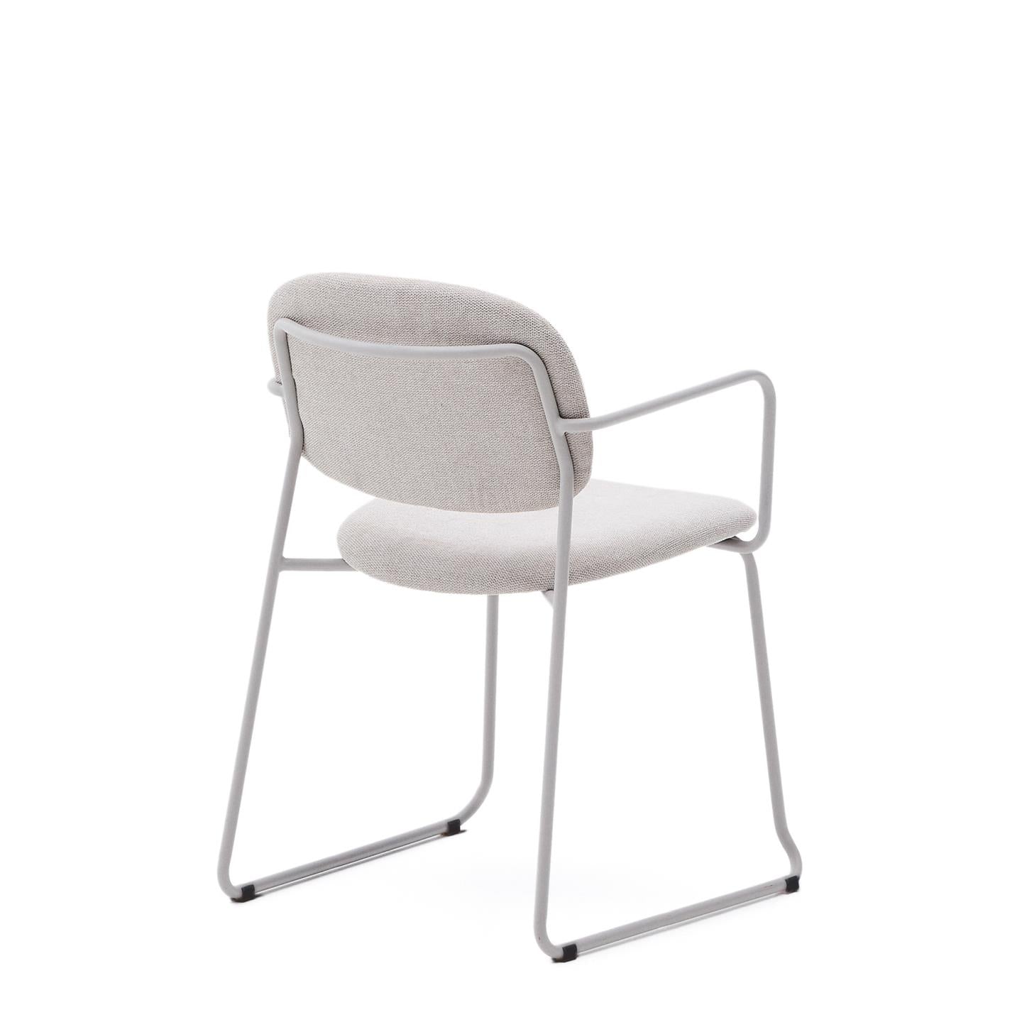 Kave Home Meli eetkamerstoel met arm chenille Beige