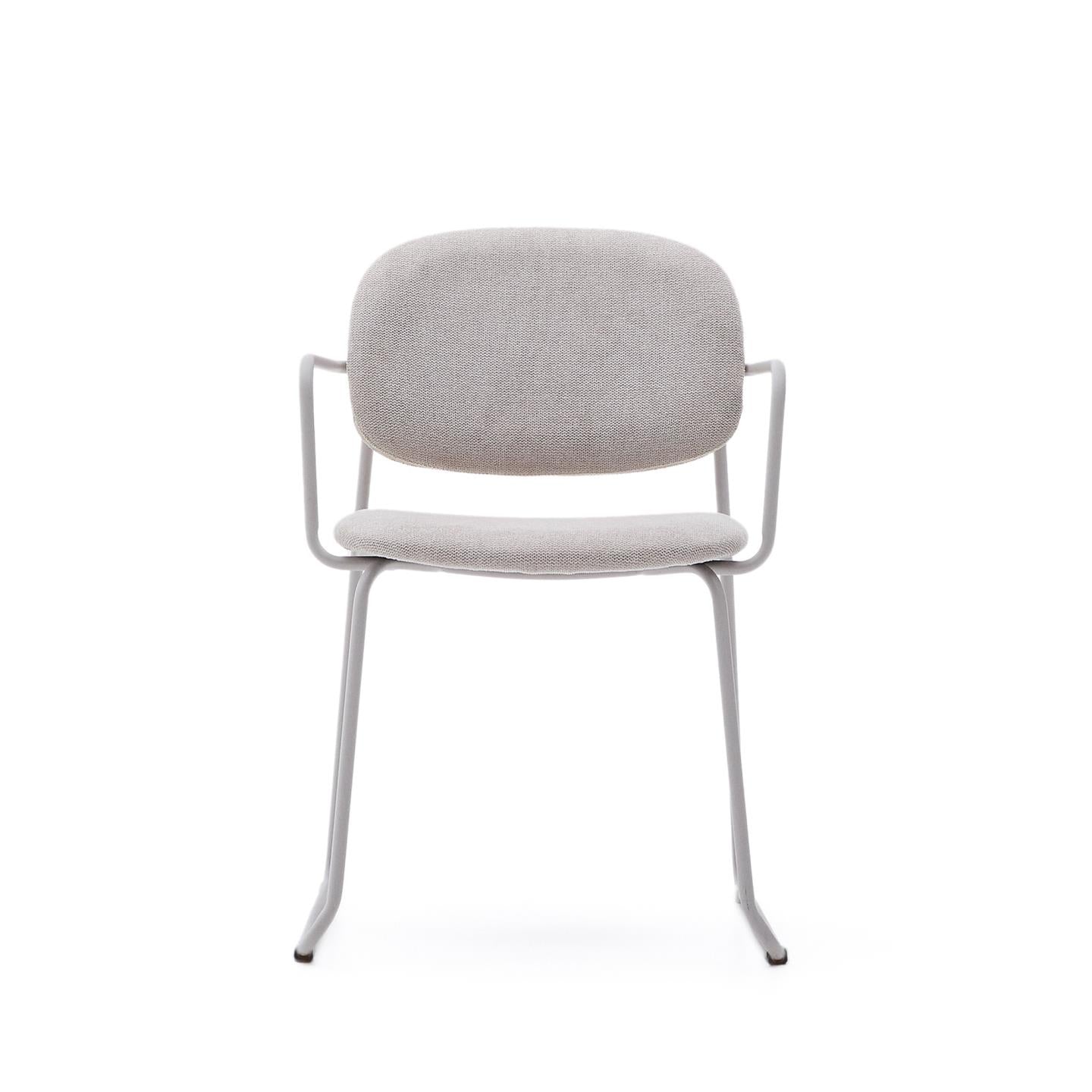 Kave Home Meli eetkamerstoel met arm chenille Beige