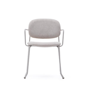 Kave Home Meli eetkamerstoel met arm chenille Beige