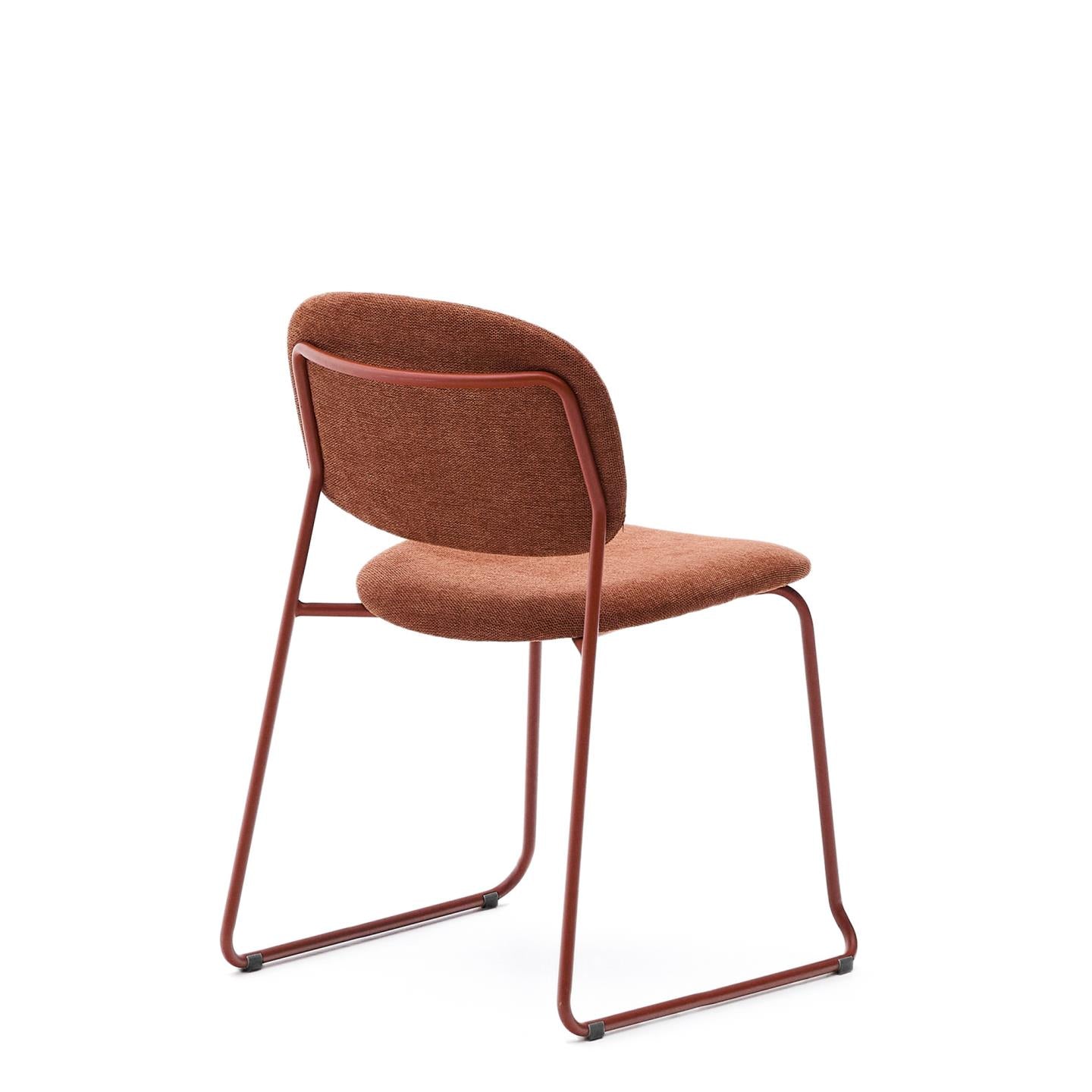 Kave Home Meli eetkamerstoel chenille Terracotta