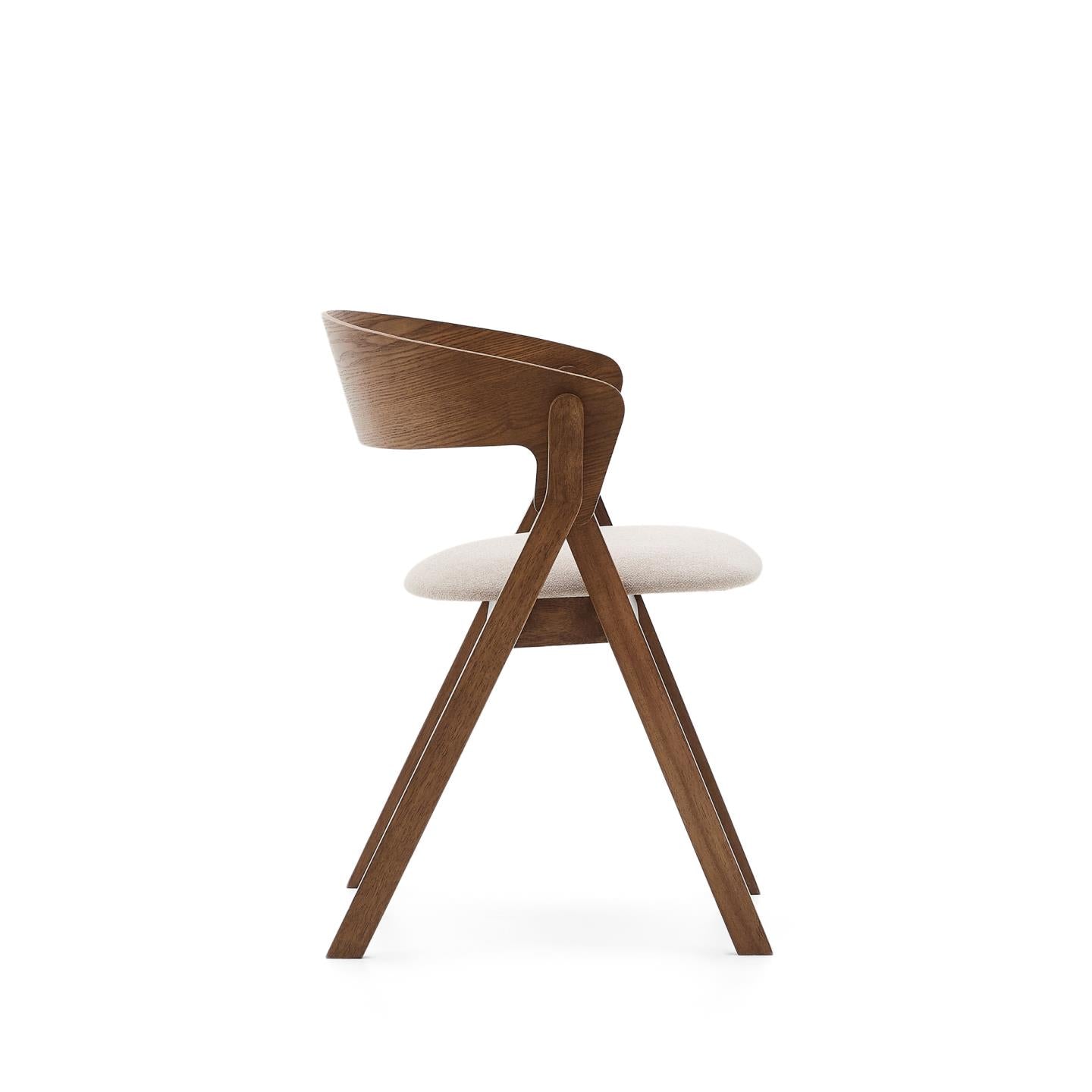 Kave Home Godia eetkamerstoel chenille Beige/wenge
