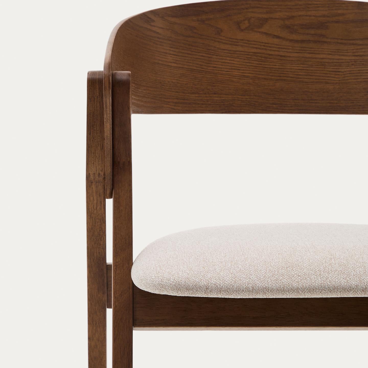 Kave Home Godia eetkamerstoel chenille Beige/wenge