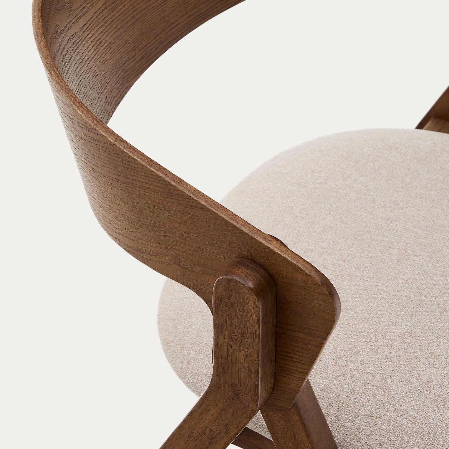 Kave Home Godia eetkamerstoel chenille Beige/wenge