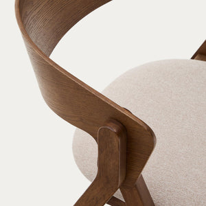 Kave Home Godia eetkamerstoel chenille Beige/wenge