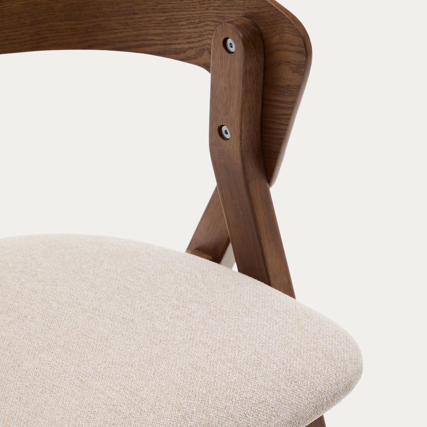 Kave Home Godia eetkamerstoel chenille Beige/wenge