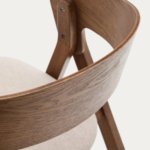 Kave Home Godia eetkamerstoel chenille Beige/wenge