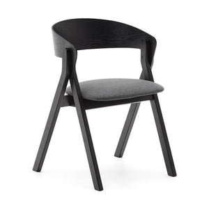 Kave Home Godia eetkamerstoel chenille Grijs/zwart