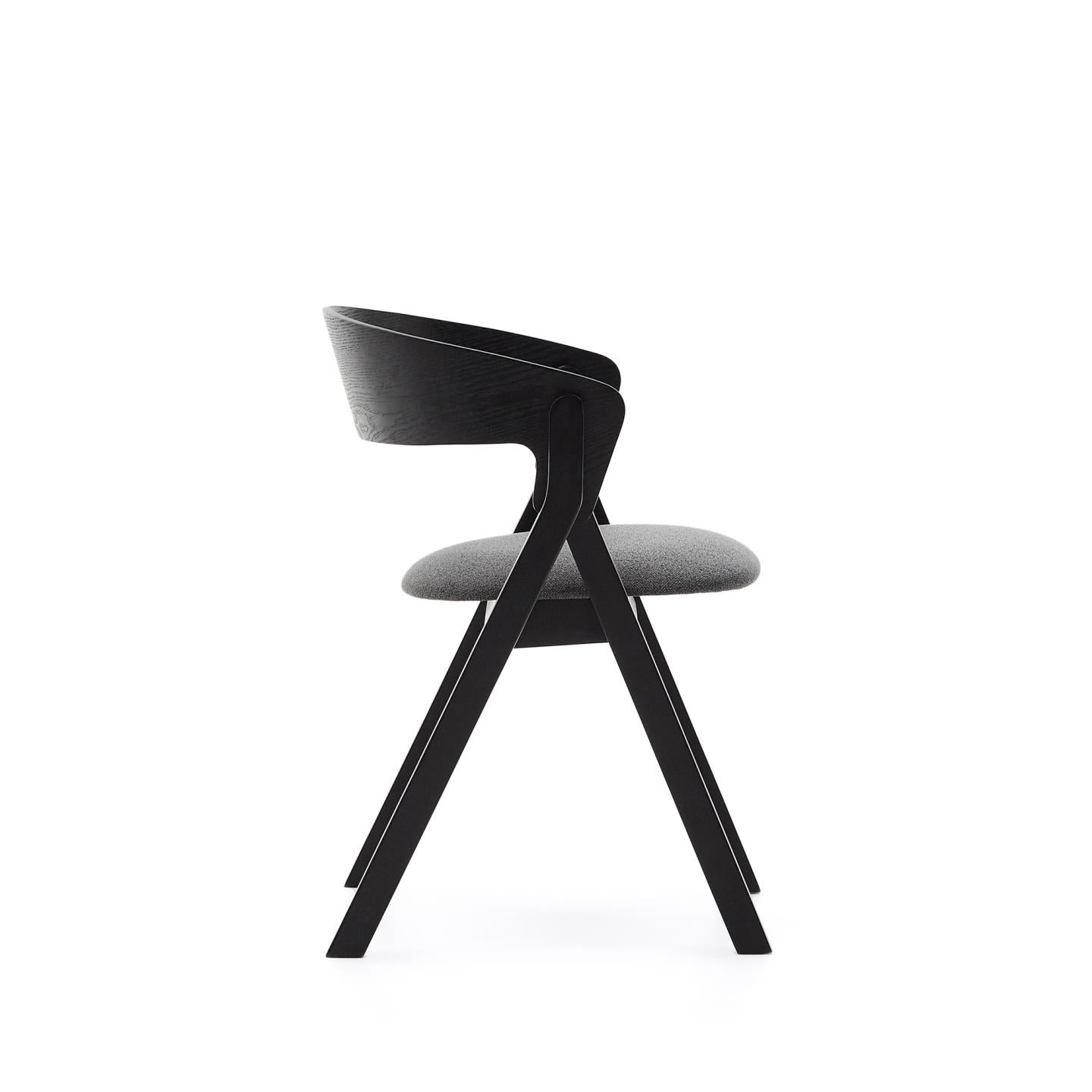 Kave Home Godia eetkamerstoel chenille Grijs/zwart