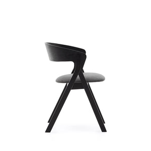 Kave Home Godia eetkamerstoel chenille Grijs/zwart