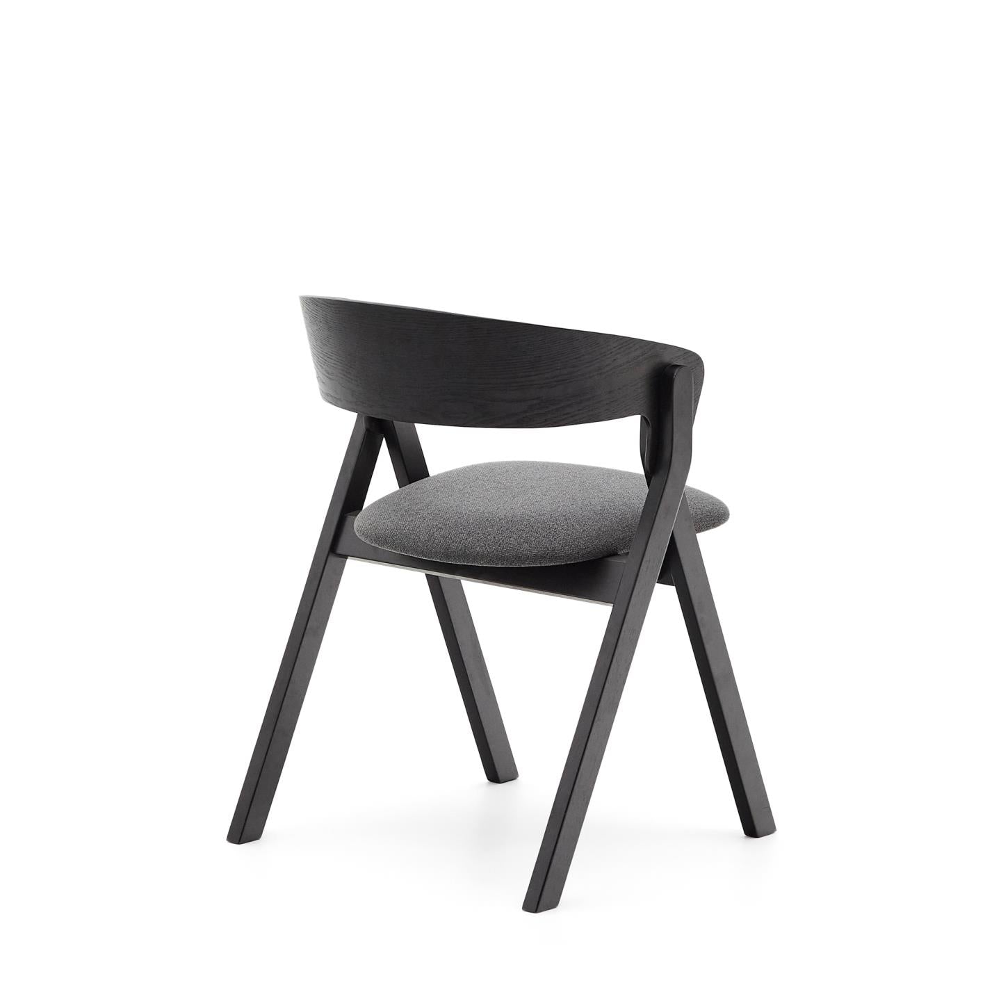 Kave Home Godia eetkamerstoel chenille Grijs/zwart