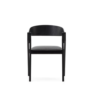 Kave Home Godia eetkamerstoel chenille Grijs/zwart