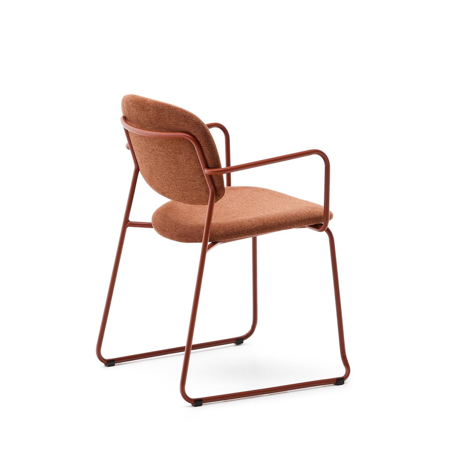 Kave Home Meli eetkamerstoel met arm chenille Terracotta