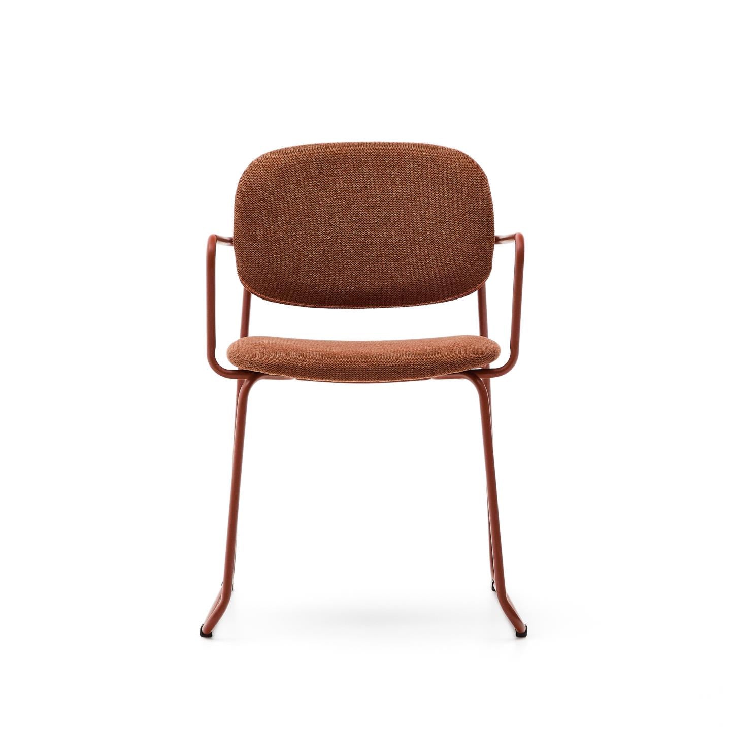 Kave Home Meli eetkamerstoel met arm chenille Terracotta