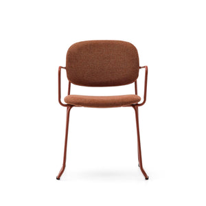 Kave Home Meli eetkamerstoel met arm chenille Terracotta