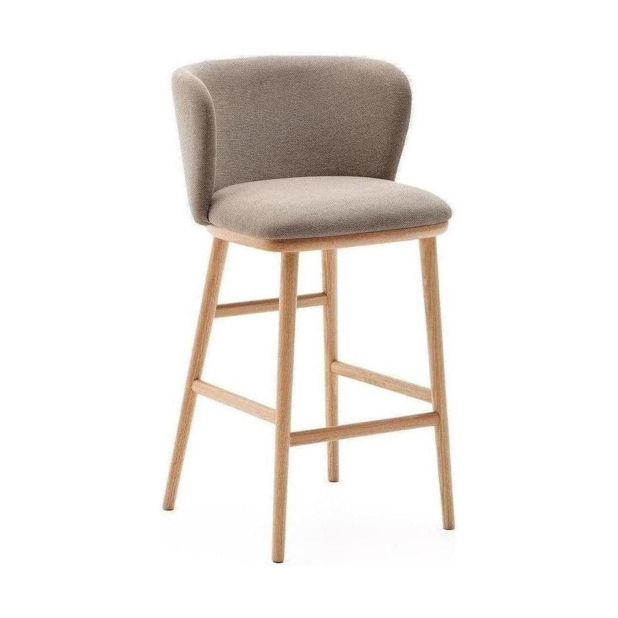 Kave Home Ciselia barkruk H75 chenille Bruin poot hout