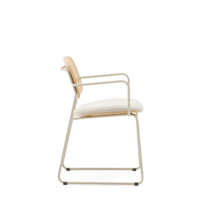 Kave Home Meli eetkamerstoel met arm multiplex chenille Beige