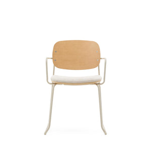 Kave Home Meli eetkamerstoel met arm multiplex chenille Beige
